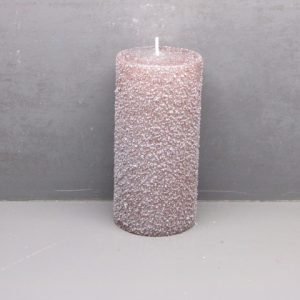 6x12cm rustic pillar candle+granule +metallic lacquer + glitters