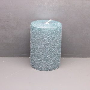 7x10cm rustic pillar candle+granule +metallic lacquer + glitters