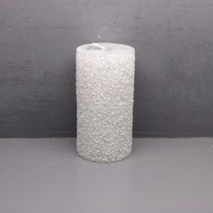 7x13cm rustic pillar candle+granule +metallic lacquer + glitters