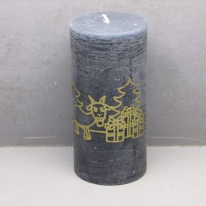 6x12cm rustic pillar candle with silk screen printed